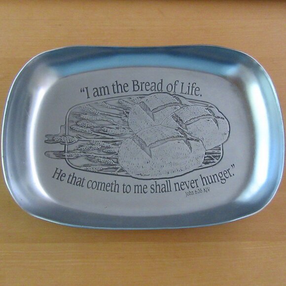 Vintage aluminum platter "I am the Bread of Life" John6:35 - 2003 - Son Corp - Picture 1 of 5